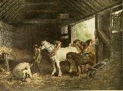 George Morland The inside of a stable France oil painting artist